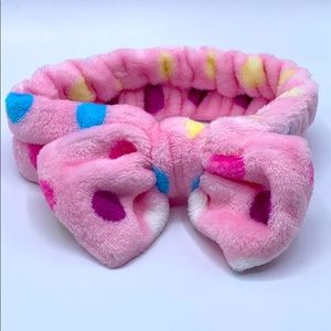 Plush bow face wash headband